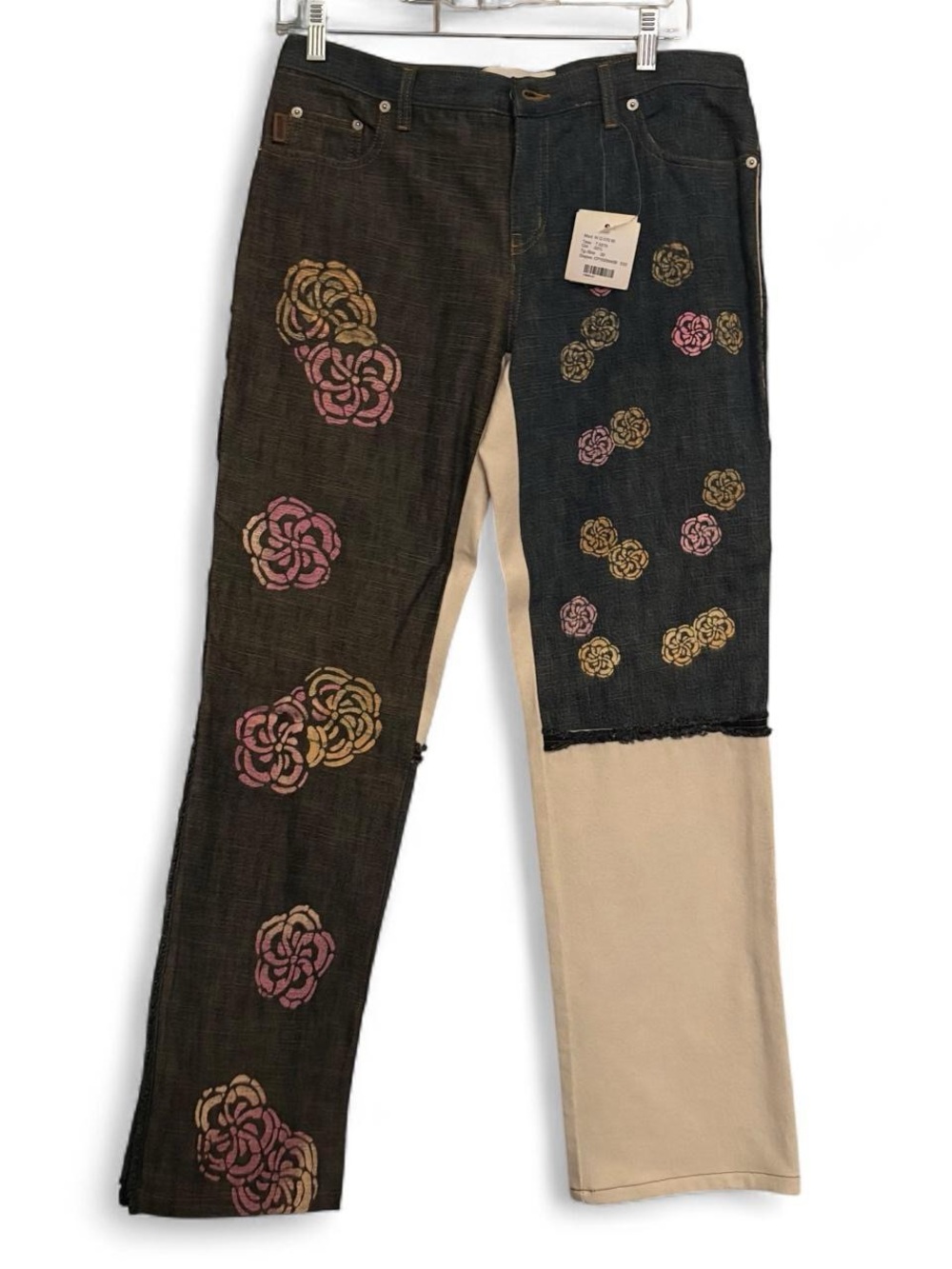 Moschino Jeans Vintage Low Rise Floral Stamp Patchwork multi tone denim jeans